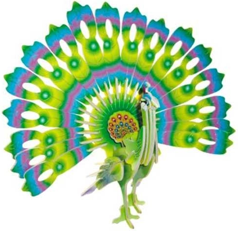 Puzzle 3D in legno Pavone colorato