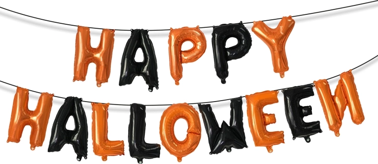 Set di palloncini in foil per Halloween Happy Halloween con nastro di fissaggio
