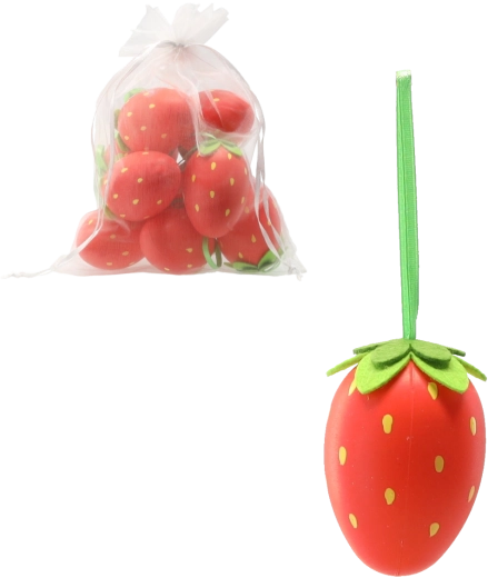 Set di 9 uova pasquali pendenti con motivo fragole