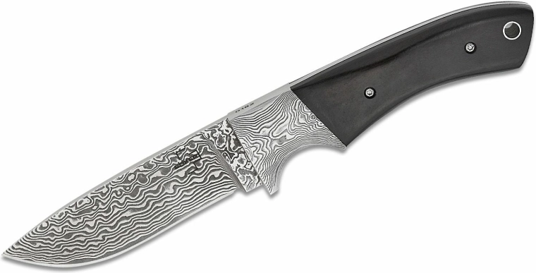 Böker Plus M-ONE coltello da caccia in damasco con manico in ebano e fodero in pelle