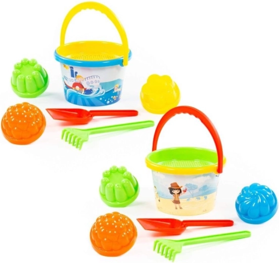 Set da spiaggia per bambini con secchiello stampato 7 pz