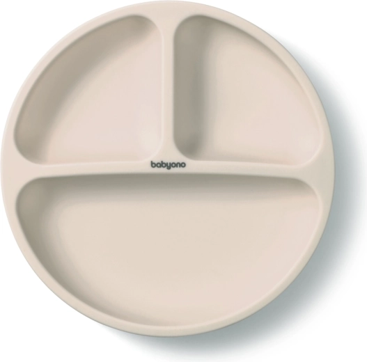 BabyOno piatto divisorio in silicone con ventosa beige 6m+