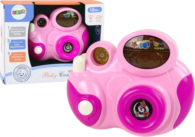 Fotocamera interattiva per bambini con luci, suoni e melodie – rosa