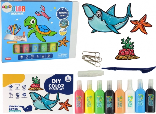 Adesivi da Finestra Animali Marini Tartaruga Fai Da Te 8 Colori Glitter