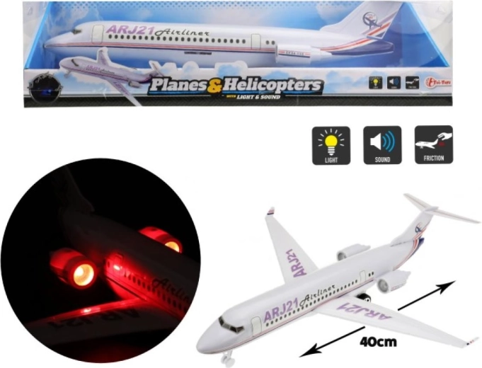 Aereo in plastica da 43 cm con luci e suoni