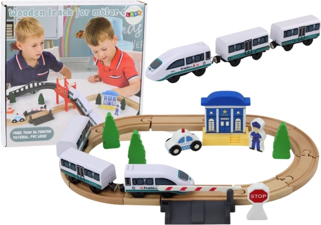 Pista ferroviaria in legno con ponte e stazione di polizia 3,2 m