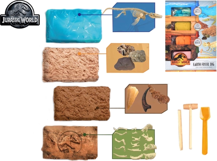 Mondo Giurassico – set per scavare fossili di dinosauro, 4 reperti