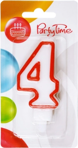 Candela di compleanno numero 4 rossa