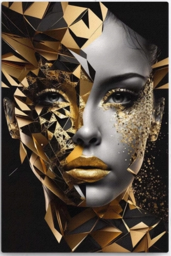 Norimpex pittura con diamanti Donna in oro 30 × 40 cm