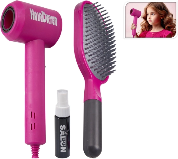 Set per piccole parrucchiere con phon, pettine e vaporizzatore