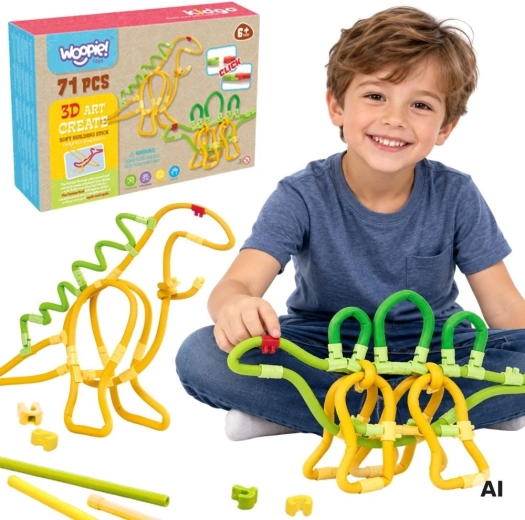 WOOPIE kit creativo di costruzioni 3D dinosauro, 71 pezzi