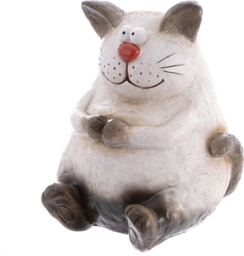 Statua decorativa di gatto in poliresina beige 36 cm