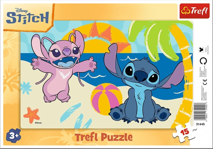 Puzzle Trefl Lilo & Stitch: al mare 15 pezzi