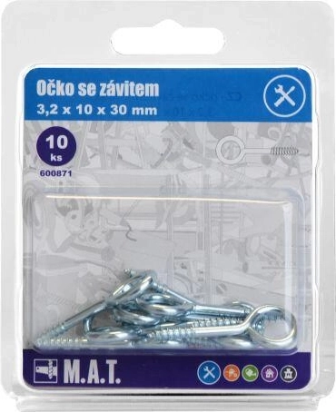 Occhiello chiuso con filettatura 30 × 10 × 3,2 mm, zincato, 10 pz