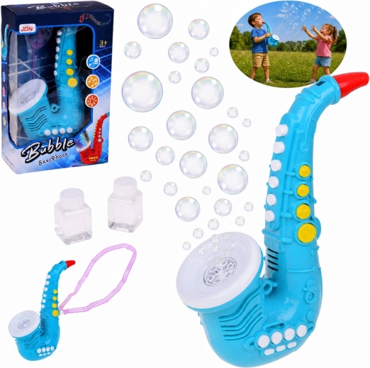 Macchina per bolle a forma di sassofono con musica e luci LED