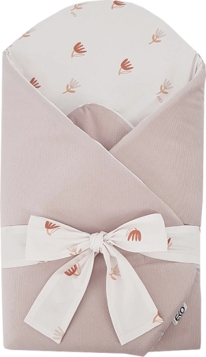 Fasciatoio avvolgente in cotone EKO con velluto e inserto in cocco Beige Meadow 75 × 75 cm