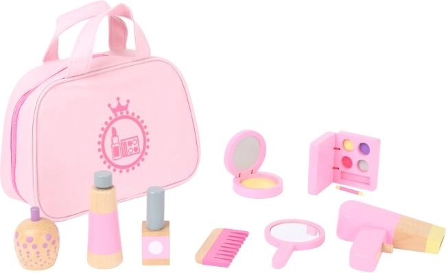 Pochette cosmetica per bambini Small Foot con accessori in legno rosa