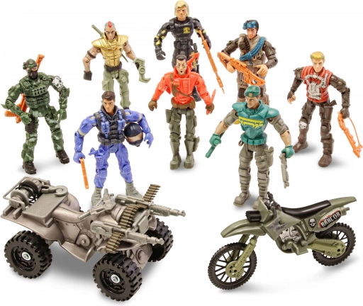 The Corps soldati con moto – set di 8 figure 11 cm
