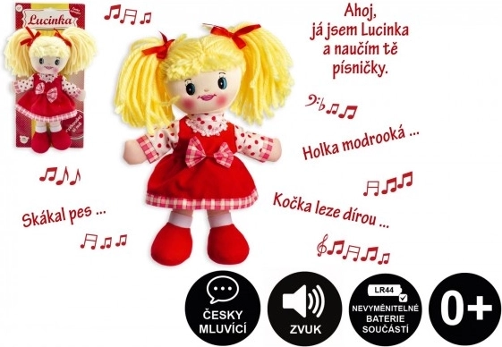 Bambola di pezza Lucinka 30 cm che canta in ceco