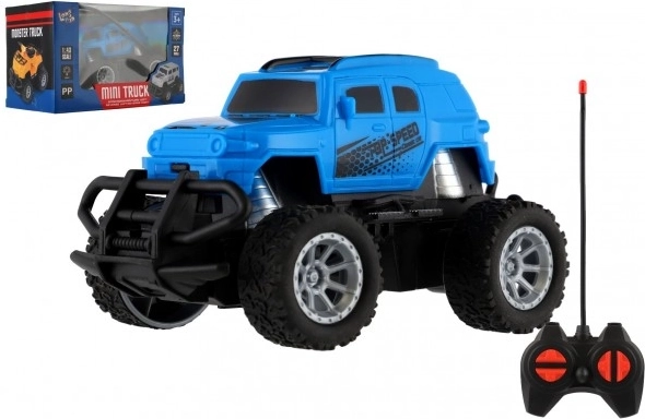 Auto RC mini camion plastica 12cm 27MHz a batteria con luce in scatola 18x11,5x10cm – Blu
