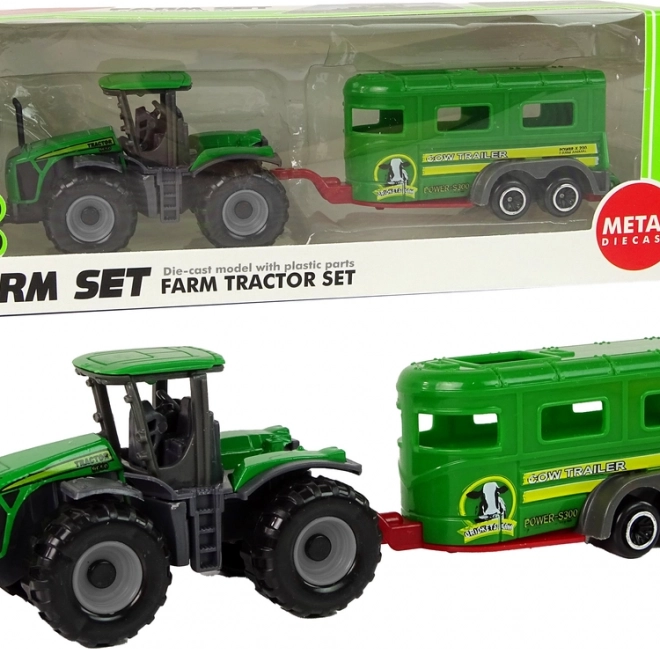 Trattore verde con rimorchio – set agricolo per bambini
