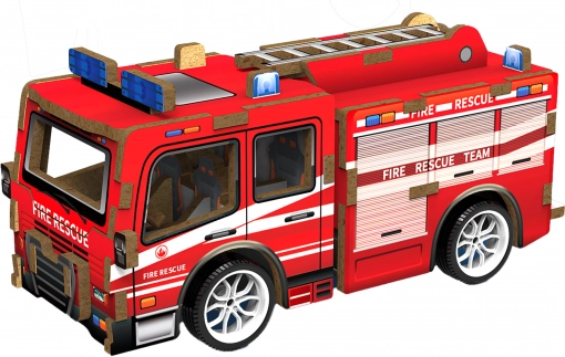 Puzzle 3D camion dei pompieri in legno 12 cm