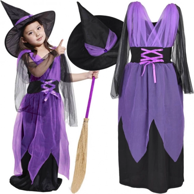 Costume da strega per bambina con cappello