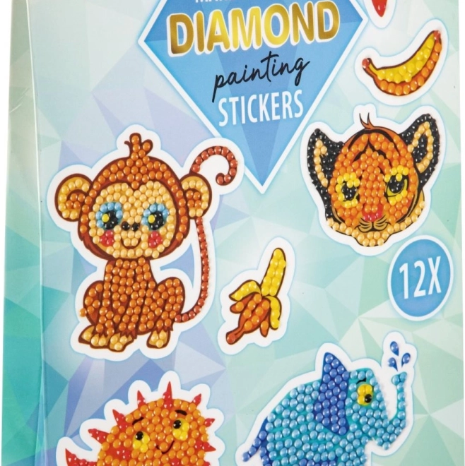 Pittura diamantata – adesivi animaletti, 12 pz