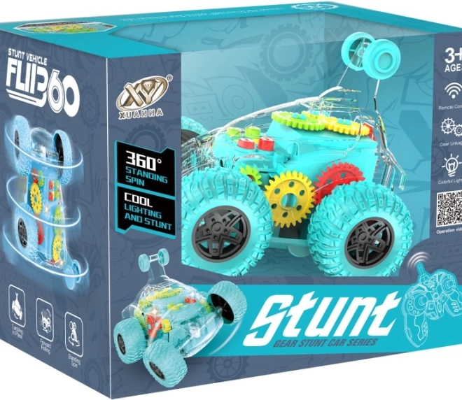 Auto RC acrobatico verde trasparente con LED e suoni