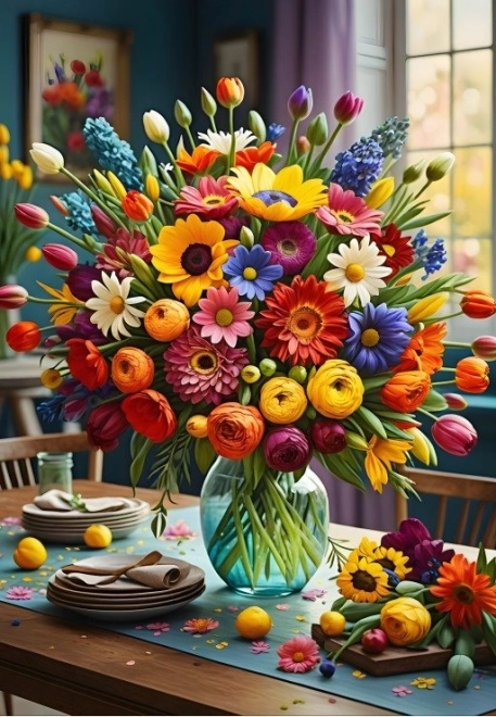 Puzzle Mazzo di fiori colorati 1000 pezzi