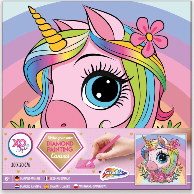 Pittura diamantata su telaio Unicorno 20 × 20 cm