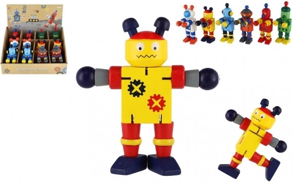 Robot di legno 12 cm – set di 6 varianti colorate