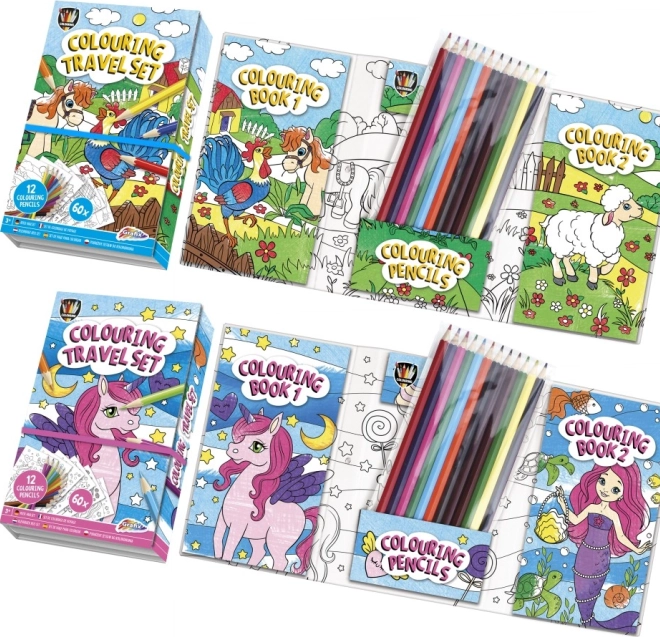 Album da colorare con 12 pastelli in pratico astuccio