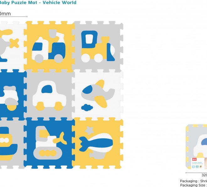 Puzzle tappetino in schiuma con mezzi di trasporto 9 pz, EVA, montaggio 3D per bambini 10m+
