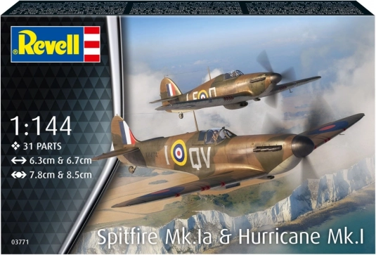 Modello aerei Supermarine Spitfire MkIa & Hawker Hurricane 1/144