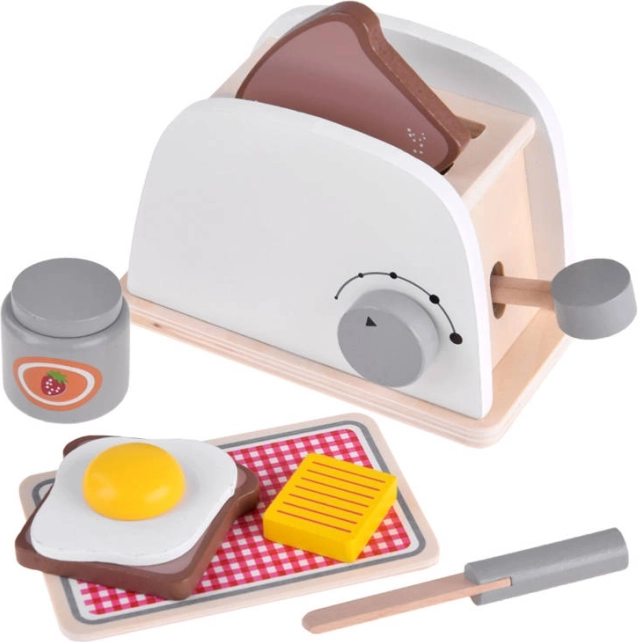 Set in legno con tostapane e uovo per bambini