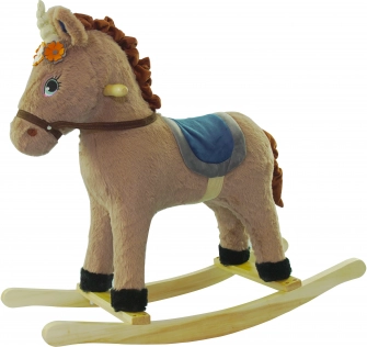 Unicorno a dondolo con effetti sonori – marrone