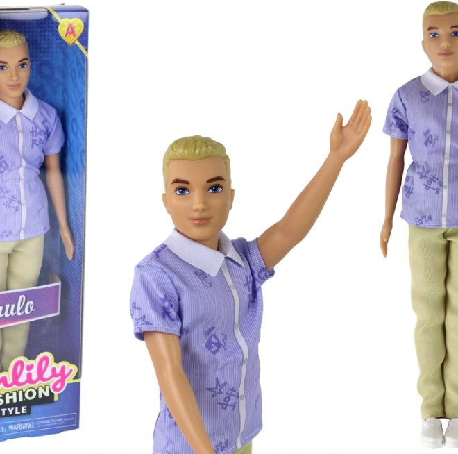 Bambola ragazzo Paolo con capelli biondi e camicia