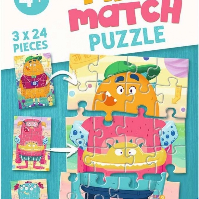 Ravensburger Puzzle Mix & Match: Mostri Divertenti 3x24 pezzi