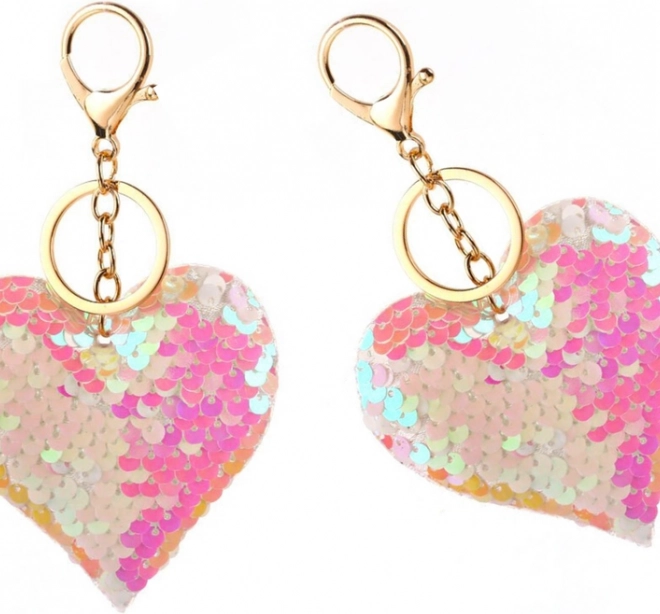 Ciondolo a forma di cuore con paillettes reversibili