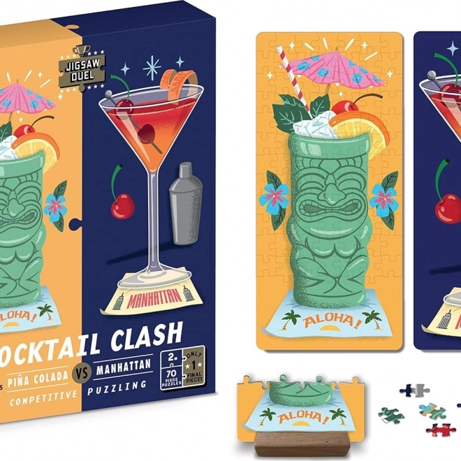 Puzzle Duel duello di cocktail: Piña Colada vs Manhattan 2×70 pezzi