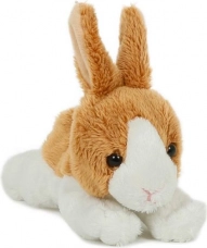 Coniglietto di peluche disteso marrone e bianco 11 × 15 cm