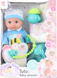 Bambola bebè 30 cm con suoni e funzione pipì, con accessori