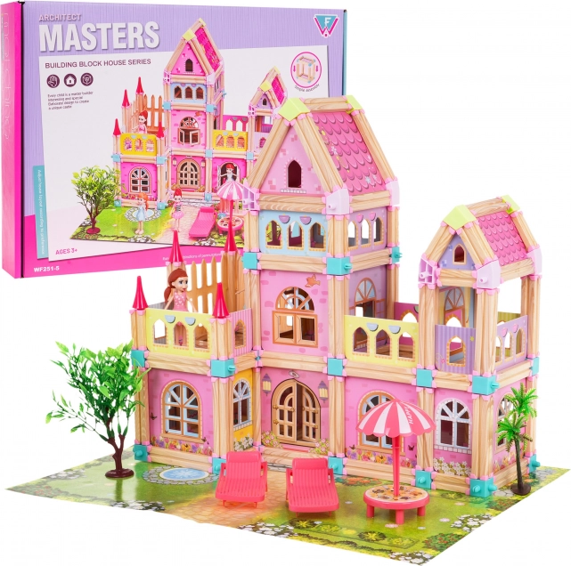 Casa in Legno per Principesse con Blocchi e Accessori