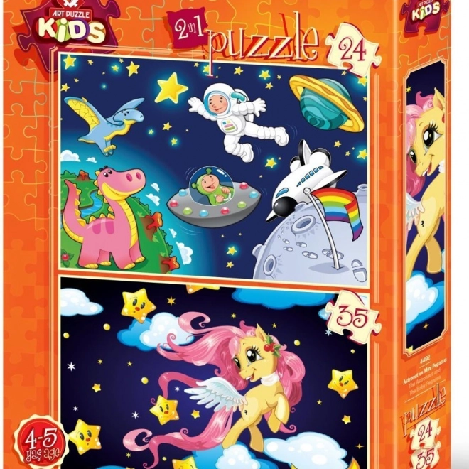 Puzzle Astronauta e puledro di Pegaso 24 + 35 pezzi