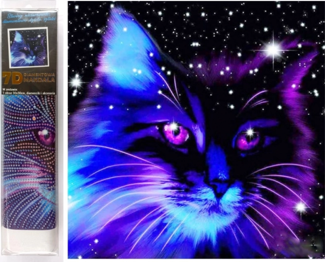 Pittura con diamanti 7D Gattino stellare 30x30 cm