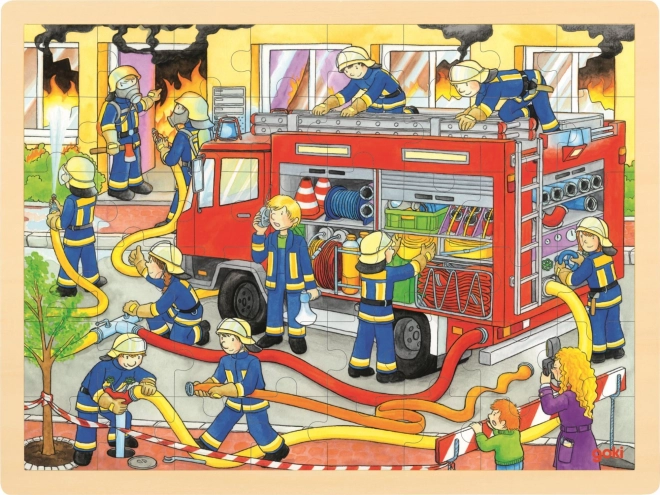 GOKI puzzle in legno pompieri – lotta al fuoco, 48 pezzi