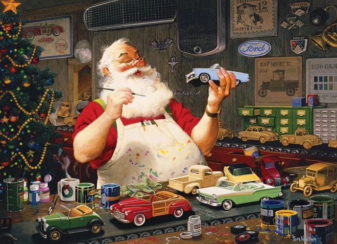 Puzzle COBBLE HILL Babbo Natale dipinge automobiline 1000 pezzi