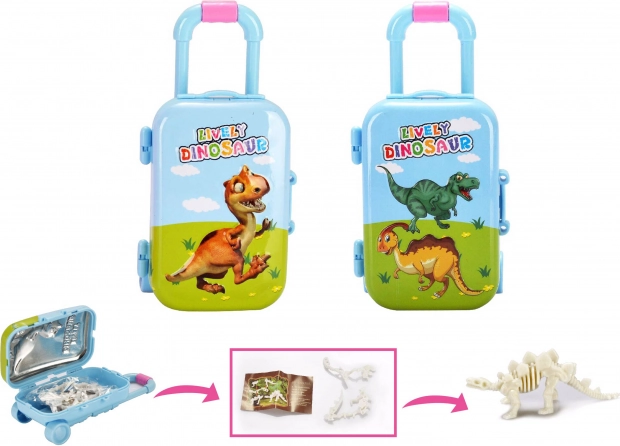 Scheletro di dinosauro in valigetta