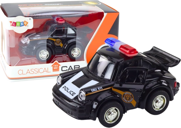 Auto della polizia nero classico 1:38 con luci e suoni
